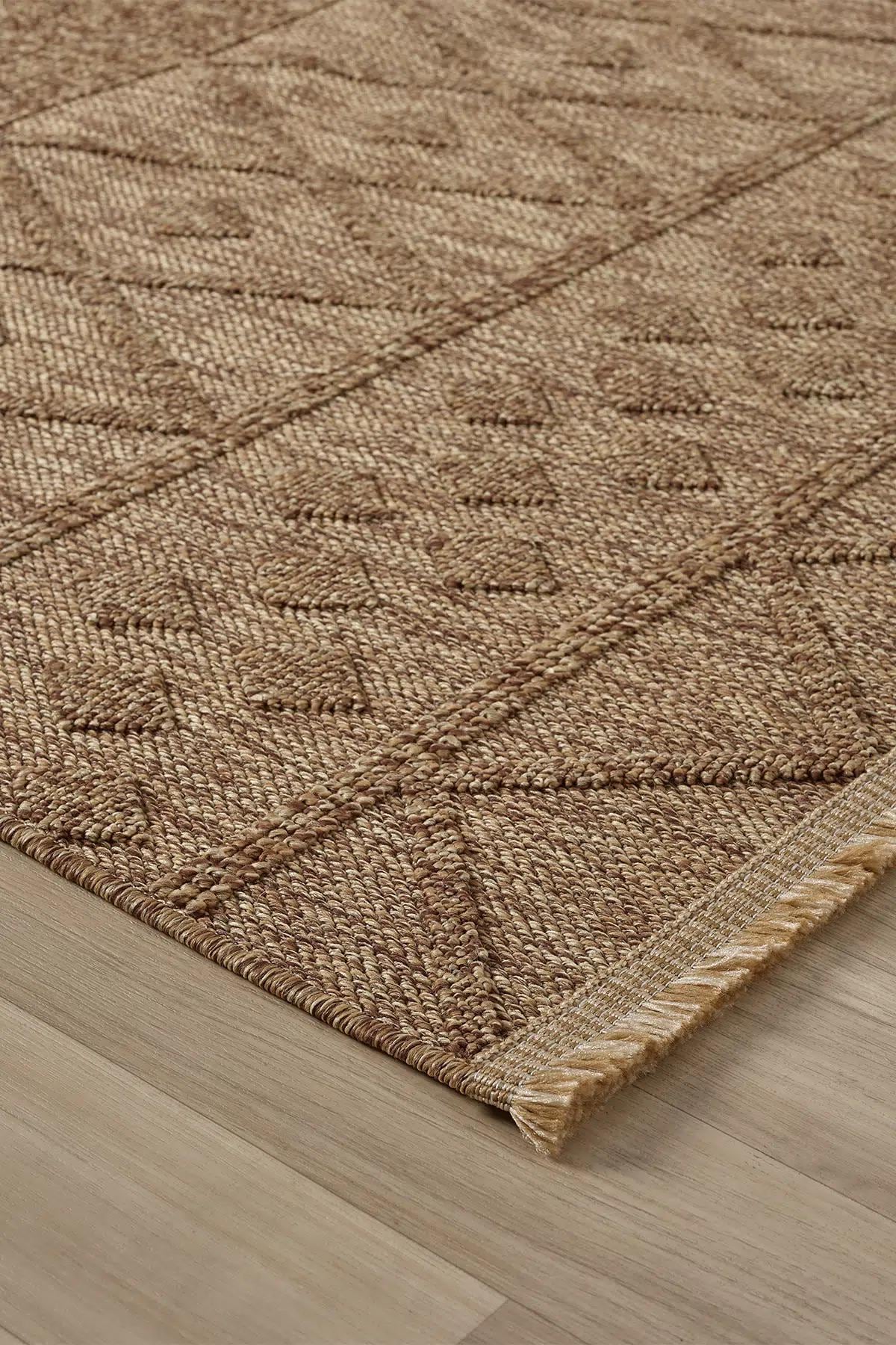 Textured Geometric Area Rug, Boho Scandinavian Living Room Carpet