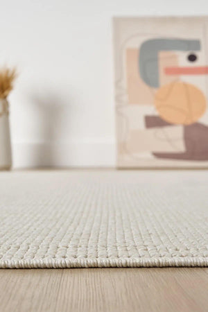 Ivory Striped Textured Area Rug, Neutral Scandinavian Modern Farmhouse Floor Runner
