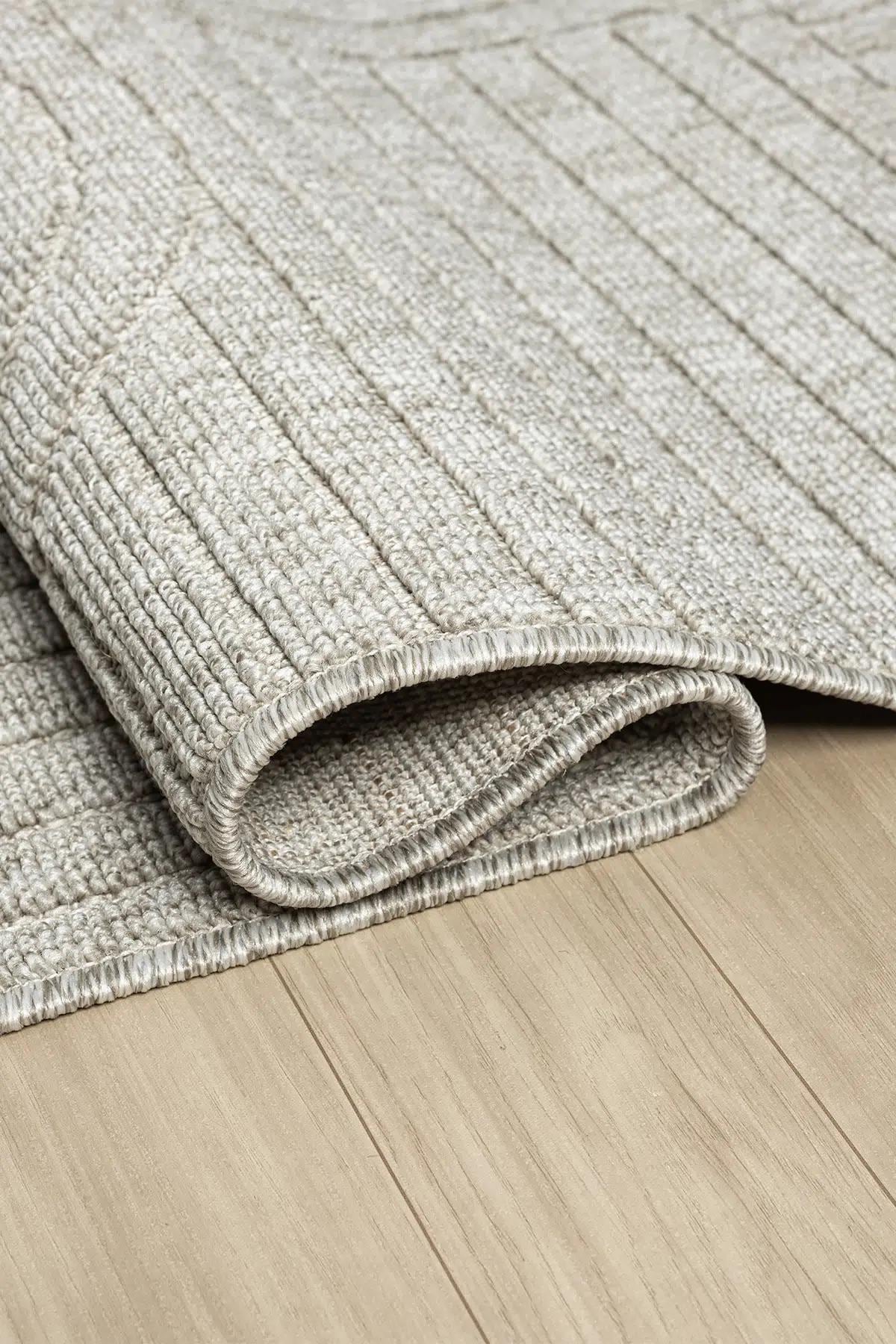 Light Gray Abstract Geometric Textured Area Rug, Modern Living Room Floor Runner