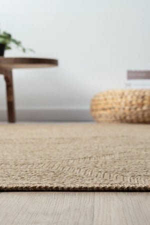 Beige Geometric Woven Area Rug, Natural Jute Style Carpet, Scandinavian Living Room Floor Rug