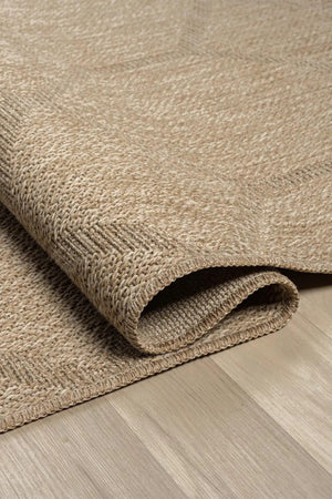 Beige Geometric Woven Area Rug, Natural Jute Style Carpet, Scandinavian Living Room Floor Rug