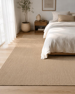 Beige Ribbed Area Rug, Natural Woven Carpet, Scandinavian Textured Floor Rug