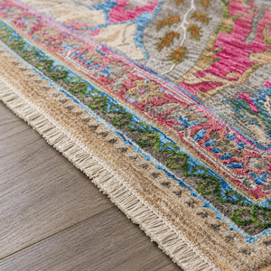 Distressed Floral Oriental Area Rug, Multicolor Boho Living Room Carpet